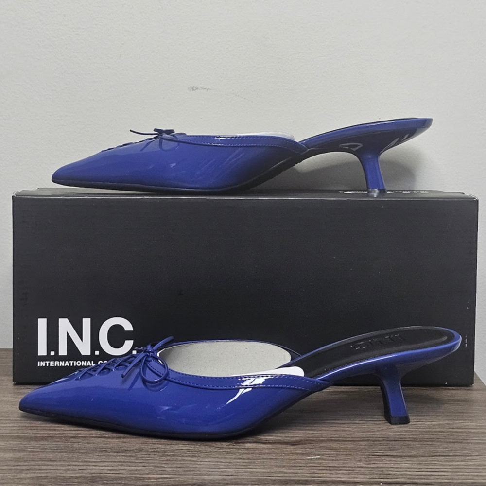 I.N.C. International Concepts Women's Caetti Heeled Mules Size 9 Blue NWT